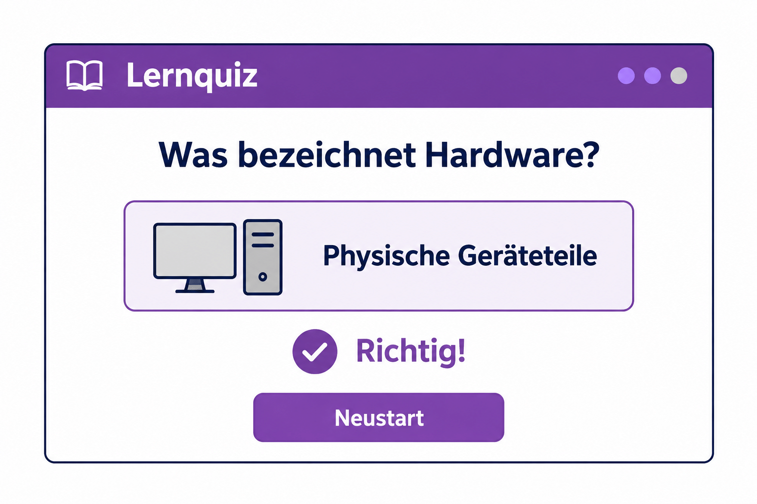 Mögliche Gestaltung für Ein barrierearmes Lernquiz