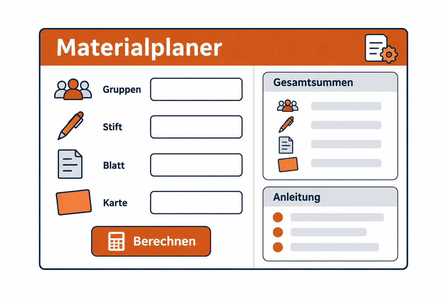 Mögliche Gestaltung für Eine Anwendung für den Alltag