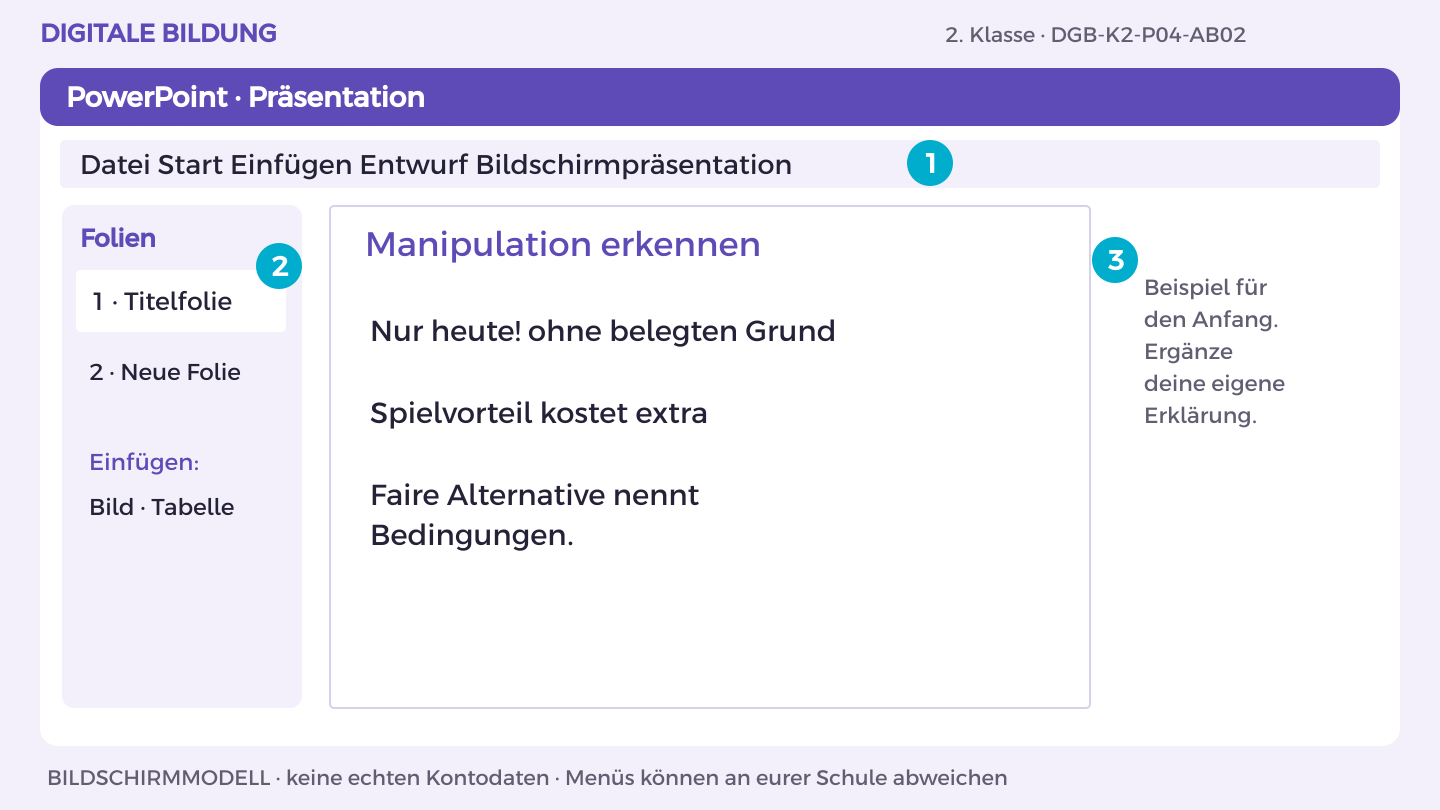 Manipulation erkennen: Nur heute! ohne belegten Grund; Spielvorteil kostet extra; Faire Alternative nennt Bedingungen.