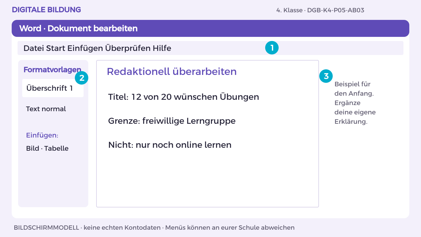 Redaktionell überarbeiten: Titel: 12 von 20 wünschen Übungen; Grenze: freiwillige Lerngruppe; Nicht: nur noch online lernen